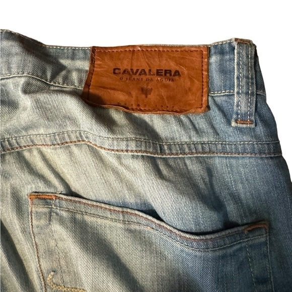 Cavalera Men’s Distressed Straight Leg Jeans 34X33 Logo Pockets Biker Rock Moto - Picture 9 of 11